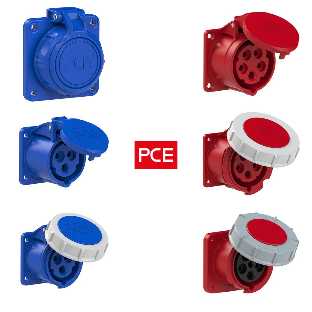 CEE-Anbaudosen von PCE in verschiedenen Ausführungen, 16 A bis 125 A, 230 V und 400 V, IP44 bis IP67