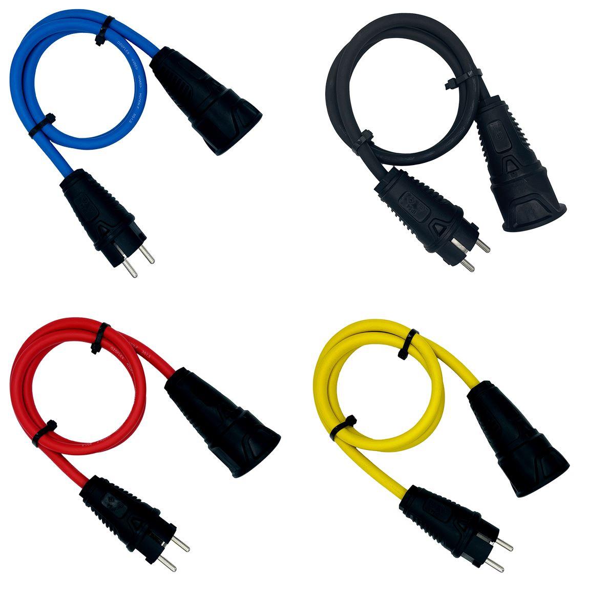 Schuko-Verlängerung ohne Deckel, Gummileitung H07RN-F 3G1,5 mm², PCE Vollgummi – Produktübersicht
