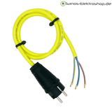 Schuko-Anschlussleitung PUR H07BQ-F 3G1,5 mm², PCE Vollgummi-Stecker, IP44 – Ausführung in Gelb