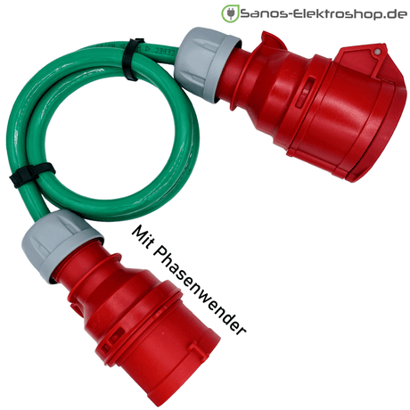 CEE-Verlängerung 16A - 400V - 5-polig mit Phasenwender | PUR Gummileitung H07BQ-F 5G1,5mm² - 5G2,5mm² | 1,00 bis 50,00 Meter | verschiedene Farben