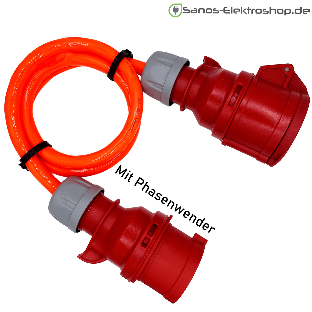 CEE-Verlängerung 16A - 400V - 5-polig mit Phasenwender | PUR Gummileitung H07BQ-F 5G1,5mm² - 5G2,5mm² | 1,00 bis 50,00 Meter | verschiedene Farben
