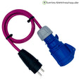 Camping-Adapter Schuko-Stecker auf CEE-Kupplung 3-polig 16 A 230 V, H07BQ-F 3G2,5 in pink