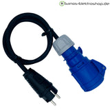 Camping-Adapter Schuko-Stecker auf CEE-Kupplung 3-polig 16 A 230 V, H07RN-F 3G2,5 in schwarz