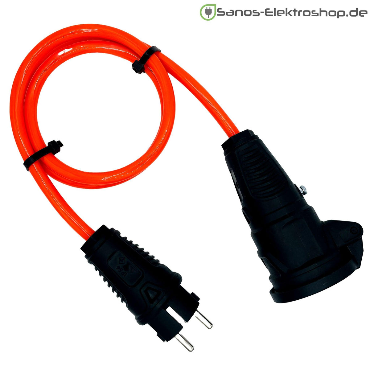 Schuko-Verlängerung mit Federklappdeckel, PUR H07BQ-F 3G2,5 mm², IP44 – Ausführung in Leuchtorange