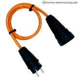 Schuko-Verlängerung ohne Deckel, PUR-Leitung H07BQ-F 3G1,5 mm², PCE Vollgummi – Ausführung in Orange