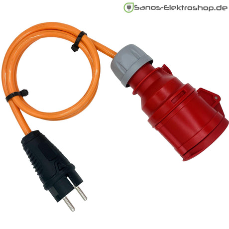 Prüf- und Messadapter mit PUR-Leitung, Schuko-Stecker 230 V auf CEE-Kupplung 5-polig 16 A