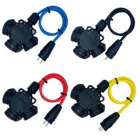 Schuko-Verlängerung mit 3-fach Kupplung, H07RN-F 3G2,5 mm², IP44 – Produktübersicht