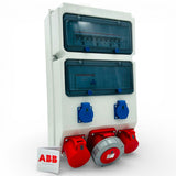 SANOS Wandverteiler ABB/PCE - 1x CEE 63A 1x CEE 32A 1x CEE 16A und 2x Schukodose mit FI | SAN036