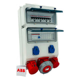 SANOS Wandverteiler ABB/PCE - 1x CEE 63A 1x CEE 32A 1x CEE 16A und 2x Schukodose mit FI | SAN036
