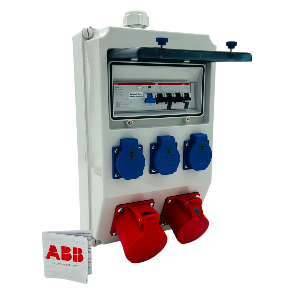 SANOS Wandverteiler ABB/PCE - 1x CEE 32A 1x CEE 16A und 3x Schukodosen mit FI | SAN037