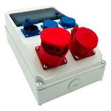 SANOS Wandverteiler ABB/PCE - 1x CEE 32A 1x CEE 16A und 3x Schukodosen mit FI | SAN037
