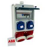 SANOS IP67 Wandverteiler ABB/PCE -  1x CEE 32A 1x CEE 16A und 2x Schukodose mit FI | SAN035