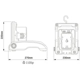 LED-Akku-Arbeitsleuchte, 20 W, IP54, inkl. 18 V Akku-Adapter, USB-Ausgang