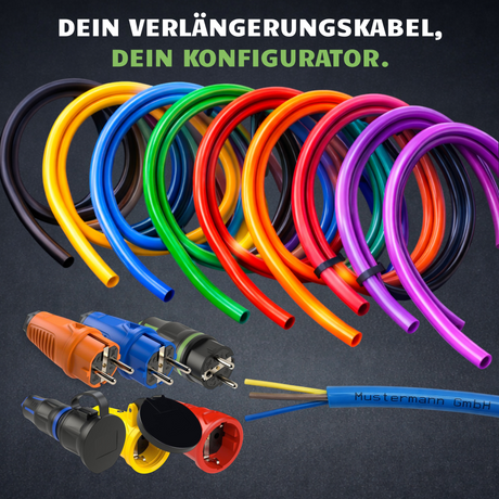 Konfigurierbare Schuko-Verlängerungsleitung H07RN-F und PUR H07BQ-F – Produktübersicht