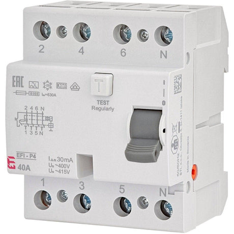 ETI Fehlerstromschutzschalter EFI-4 A 40/0,03A, 002061512 - sinoselektroshop.com