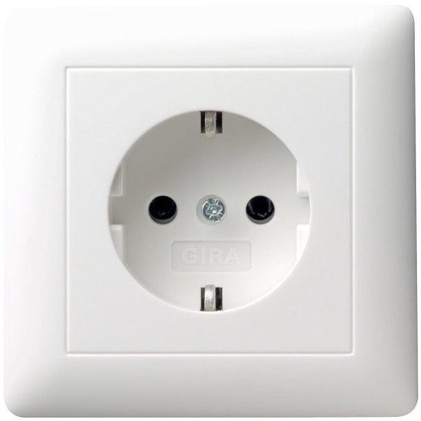 GIRA 044003 Schuko-Steckdose mit Vollplatte für Einzelmontage, System 55, Reinweiß glänzend - sinoselektroshop.com