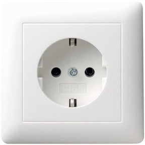 GIRA 044003 Schuko-Steckdose mit Vollplatte für Einzelmontage, System 55, Reinweiß glänzend - sinoselektroshop.com