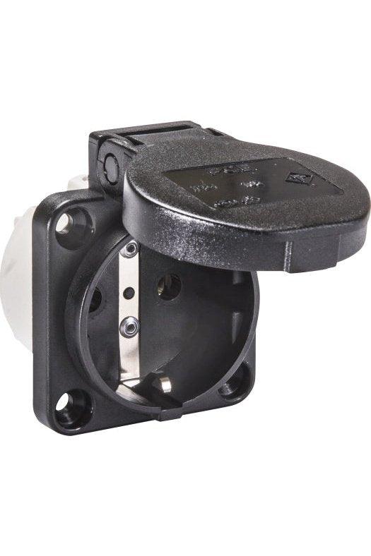 Maschinen-Steckdose, 230V, schwarz, IP54, Anschluss rückseitig, PCE 105-0s - sinoselektroshop.com