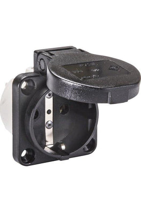 Maschinen-Steckdose, 230V, schwarz, IP54, Anschluss rückseitig, PCE 105-0s - sinoselektroshop.com