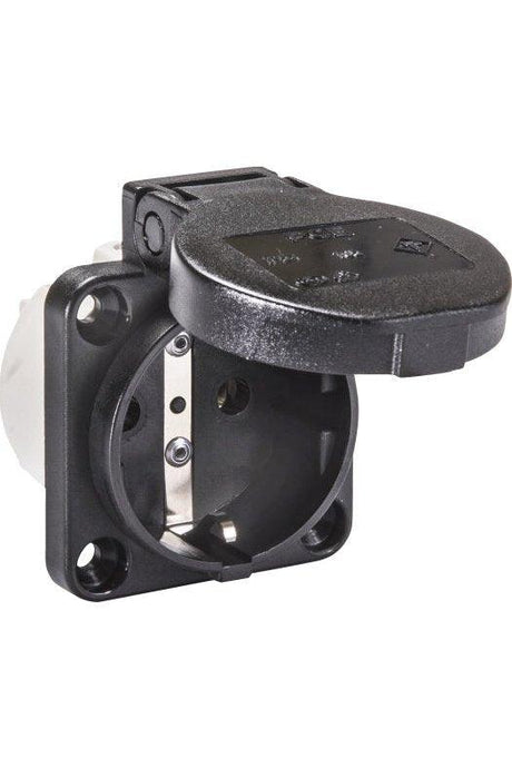 Maschinen-Steckdose, 230V, schwarz, IP54, Anschluss rückseitig, PCE 105-0s - sinoselektroshop.com