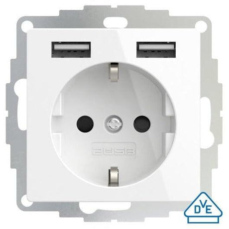 2USB 106202 USB-Steckdose, reinweiß glänzend, mit Kinderschutz - sinoselektroshop.com