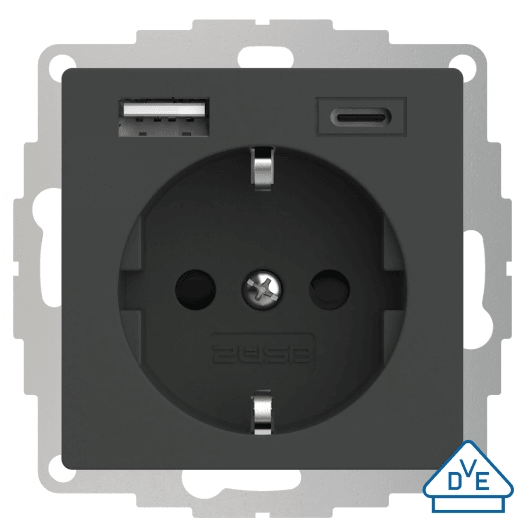2USB 107233 USB-Steckdose mit USB-C, anthrazit matt - sinoselektroshop.com