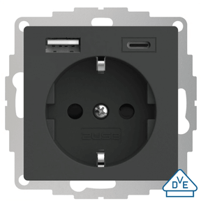 2USB 107233 USB-Steckdose mit USB-C, anthrazit matt - sinoselektroshop.com