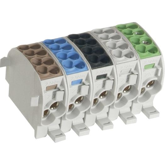 Abzweigklemme, Klemmblock, Verteilerklemme, 25mm² 1-pol. 400V schwarz, 2 x 25mm² und 2 x 16mm² - sinoselektroshop.com