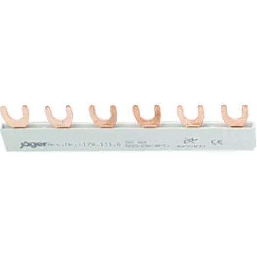1-Phasen-Gabelschiene geschlossen, 6 Module, L-Ausführung, 105 mm lang - sinoselektroshop.com