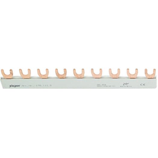 1-Phasen-Gabelschiene geschlossen, 9 Module, L-Ausführung, 158 mm lang - sinoselektroshop.com
