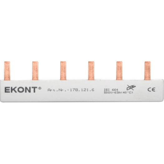 1-Phasen-Stiftschiene geschlossen, 6 Module, gerade, 105 mm lang - sinoselektroshop.com