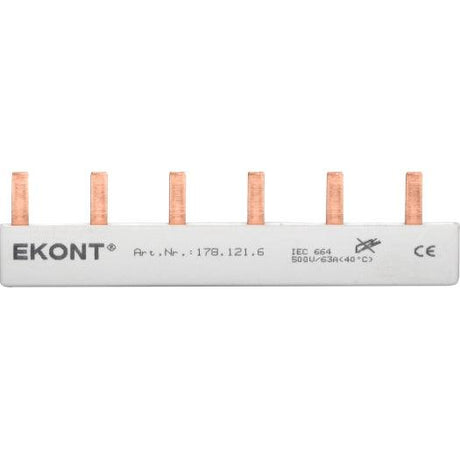 1-Phasen-Stiftschiene geschlossen, 6 Module, gerade, 105 mm lang - sinoselektroshop.com