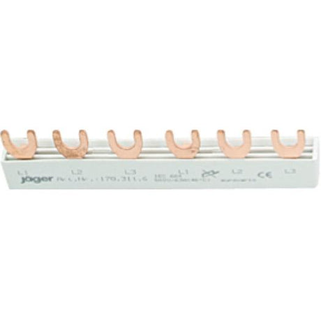 3-Phasen-Gabelschiene geschlossen, 6 Module, L-Ausführung, 105 mm lang - sinoselektroshop.com