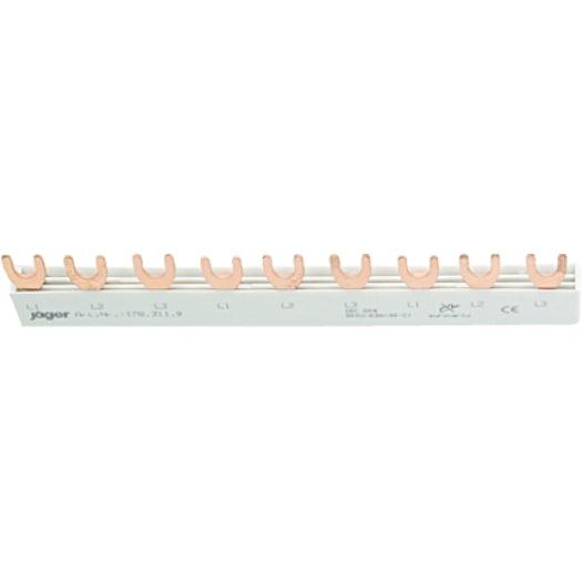 3-Phasen-Gabelschiene geschlossen, 9 Module, L-Ausführung, 158 mm lang - sinoselektroshop.com