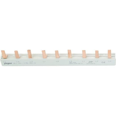 3-Phasen-Stiftschiene geschlossen, 9 Module, L-Ausführung, 158 mm lang - sinoselektroshop.com