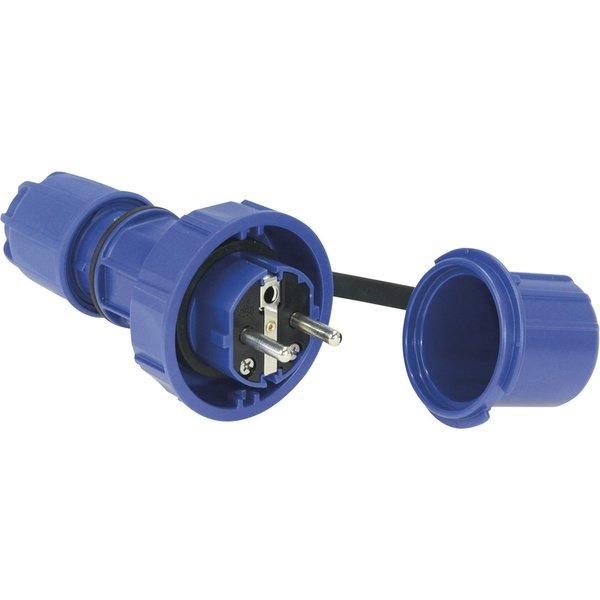 Schutzkontaktstecker PCE Nautilus 20051-b in Blau mit Schutzkappe, 16 A, 250 V, Schutzart IP68