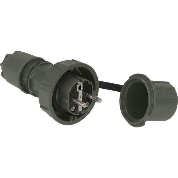 Schutzkontaktstecker PCE Nautilus 20051-u in Olivgrün mit Schutzkappe, 16 A, 250 V, Schutzart IP68