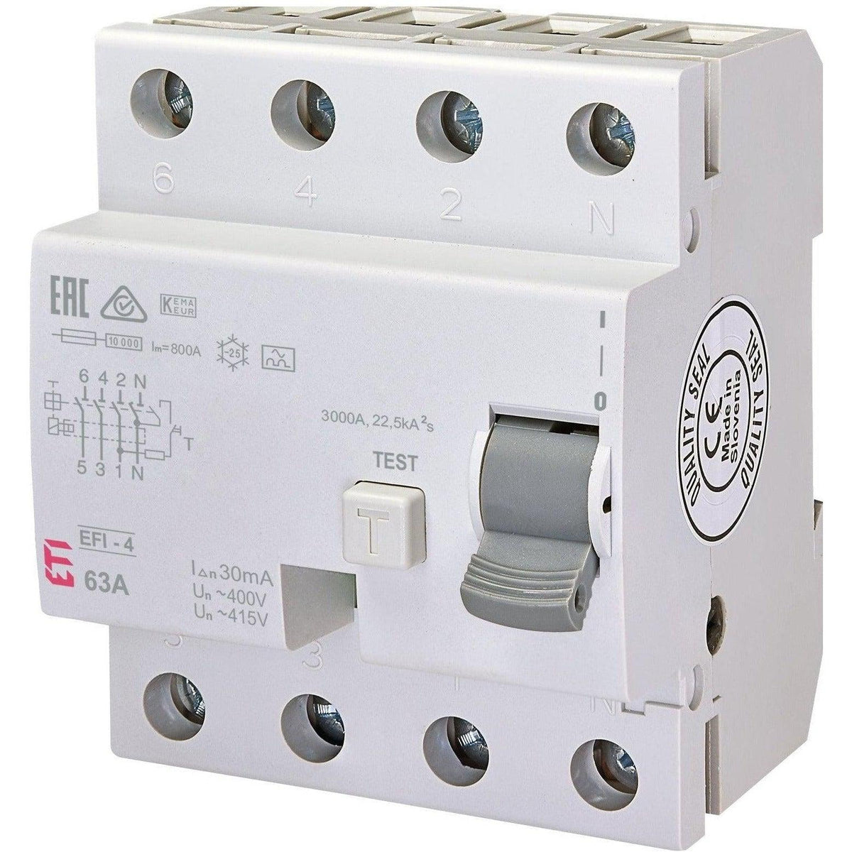 ETI Fehlerstromschutzschalter EFI-4 A 63/0,03A, 002062544 - sinoselektroshop.com
