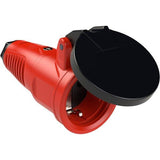 PCE Taurus Schuko-Kupplung 2522 in Rot, IP54, Federklappdeckel, 16 A, 250 V, 3-polig