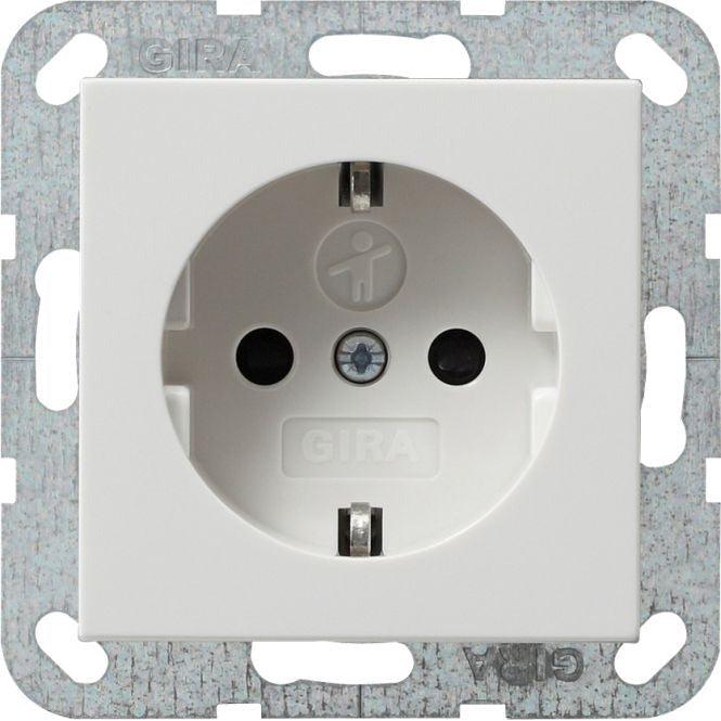 GIRA 275503 Schuko-Steckdose mit Berührungsschutz, ohne Befestigungskrallen, Reinweiß glänzend - sinoselektroshop.com