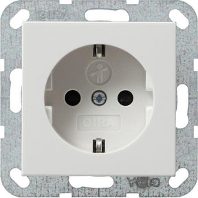 GIRA 275503 Schuko-Steckdose mit Berührungsschutz, ohne Befestigungskrallen, Reinweiß glänzend - sinoselektroshop.com