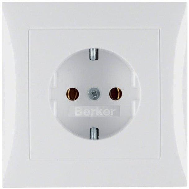 Berker 47428989 S.1 Schuko-Steckdose mit Abdeckplatte polarweiß glänzend - sinoselektroshop.com