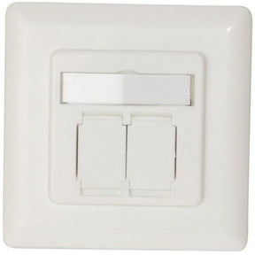 Universal Datendose CAT6 2x45° inkl. Abdeckung + Beschriftungsfeld, reinweiß - sinoselektroshop.com