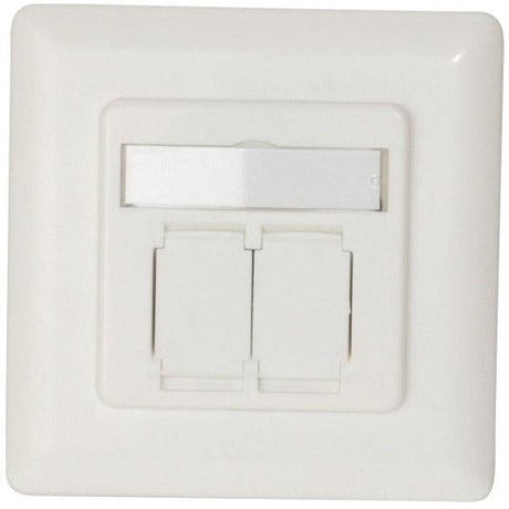 Universal Datendose CAT6 2x45° inkl. Abdeckung + Beschriftungsfeld, reinweiß - sinoselektroshop.com