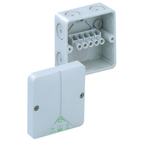 Verbindungsdose "A-BOX" 2,5 mm², grau, IP65, 80x80x52 mm, mit Klemmstein, 3 Stück - sinoselektroshop.com