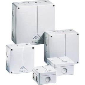 Verbindungsdose "A-BOX" 4,0 mm², grau, IP65, 93x93x55 mm, mit Klemmmstein, 3 Stück - sinoselektroshop.com