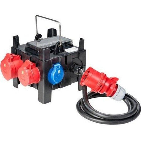 PCE 9030020 KAPPEL Verteiler, mit Tragegriff, 2x 16A Dosen, 5x Schukdosen (ungesichert), Zuleitung 2 Meter H07RN-F 5G2,5 - sinoselektroshop.com