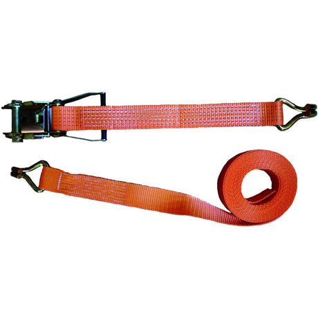 Zurrgurt 2500/5000 kg, Länge 8 m, zweiteilig mit Langarm-Zug u. Spitzhaken, scheuer- u. abriebfest - sinoselektroshop.com