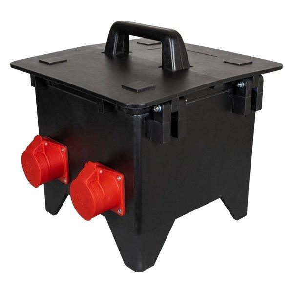 Vollgummi-Verteiler-Groß mit 16A-Zuleitung, 2x CEE 16A und 4x Schuko-Dosen - sinoselektroshop.com