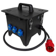 Vollgummi-Verteiler-Groß mit 32A-Zuleitung, 1x CEE 32A 2x CEE 16A und 3x Schuko-Dosen - sinoselektroshop.com